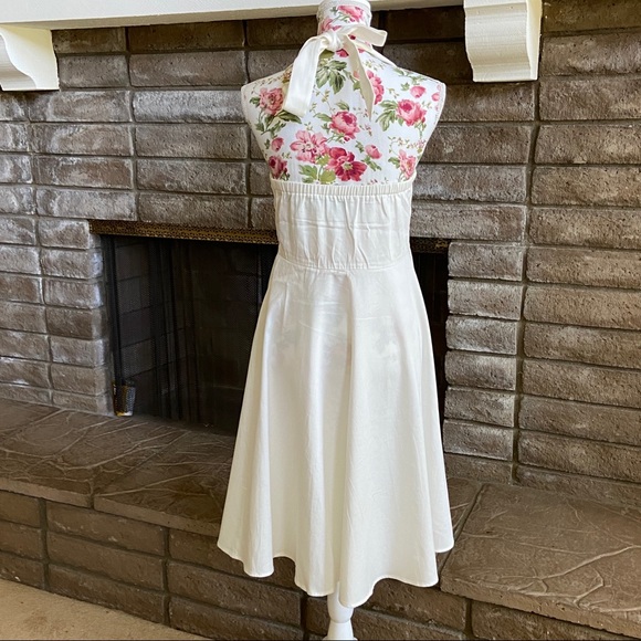 White cotton halter marilyn monroe A-line dress - Picture 2 of 9